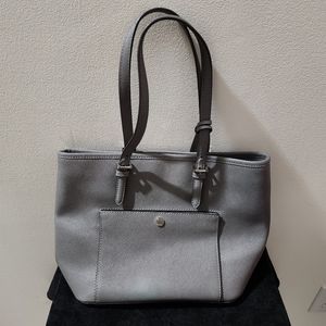 Michael Kors Gray Leather Handbag with Silvertone Hardware